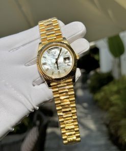 Rolex Day-Date Gold Wrapped Customs Mother Of Pearl Dial & Moissanite GM V3 40mm (6)