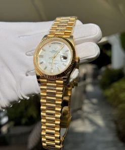 Rolex Day-Date Gold Wrapped Customs Mother Of Pearl Dial & Moissanite GM V3 40mm (6)