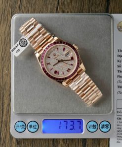 Rolex Day-Date Gold Wrapped Red Ruby and Moissanite Diamonds GM Factory (1)