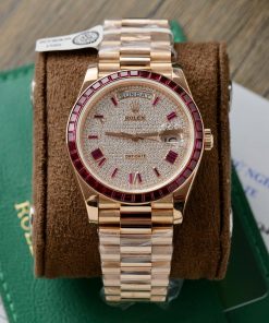 Rolex Day-Date Gold Wrapped Red Ruby and Moissanite Diamonds GM Factory (6)