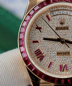 Rolex Day-Date Gold Wrapped Red Ruby and Moissanite Diamonds GM Factory (6)