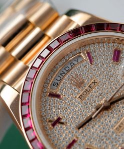 Rolex Day-Date Gold Wrapped Red Ruby and Moissanite Diamonds GM Factory (6)