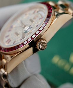 Rolex Day-Date Gold Wrapped Red Ruby and Moissanite Diamonds GM Factory (6)