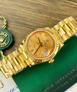 Rolex Day-Date Gold Wrapped Replica Watches Yellow Champagne Dial GMF 36mm (1)