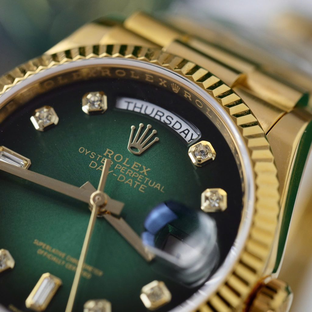 Rolex Day-Date Green Ombre Gold Wrapped Best Replica Watch 36mm (1)