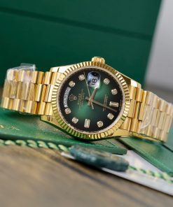 Rolex Day-Date Green Ombre Gold Wrapped Best Replica Watch 36mm (1)