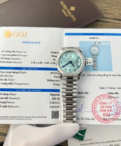 Rolex Day-Date Ice Blue Arabic Dial Custom Moissanite Diamonds Bezel GMF 40mm (2)