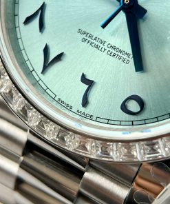 Rolex Day-Date Ice Blue Arabic Dial Custom Moissanite Diamonds Bezel GMF 40mm (2)