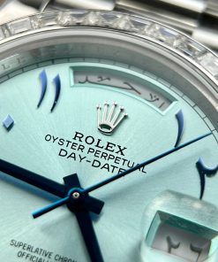 Rolex Day-Date Ice Blue Arabic Dial Custom Moissanite Diamonds Bezel GMF 40mm (2)