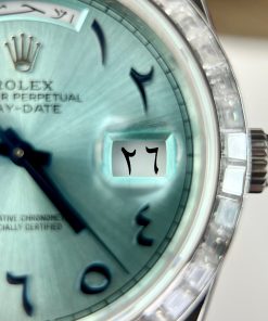 Rolex Day-Date Ice Blue Arabic Dial Custom Moissanite Diamonds Bezel GMF 40mm (2)
