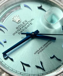 Rolex Day-Date Ice Blue Arabic Dial Custom Moissanite Diamonds Bezel GMF 40mm (2)