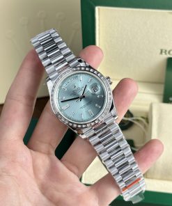 Rolex Day-Date Ice Blue Dial Bezel Diamonds Baguette GM Factory 40mm (2)