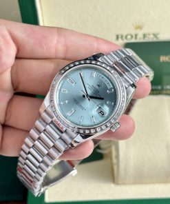 Rolex Day-Date Ice Blue Dial Bezel Diamonds Baguette GM Factory 40mm (2)