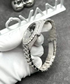 Rolex Day-Date Iced Out & 18K White Gold Best Replica 40mm (2)