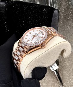 Rolex Day-Date Meteorite Dial Replica Watch Gold Wrapped Moissanite Diamonds 36mm (2)