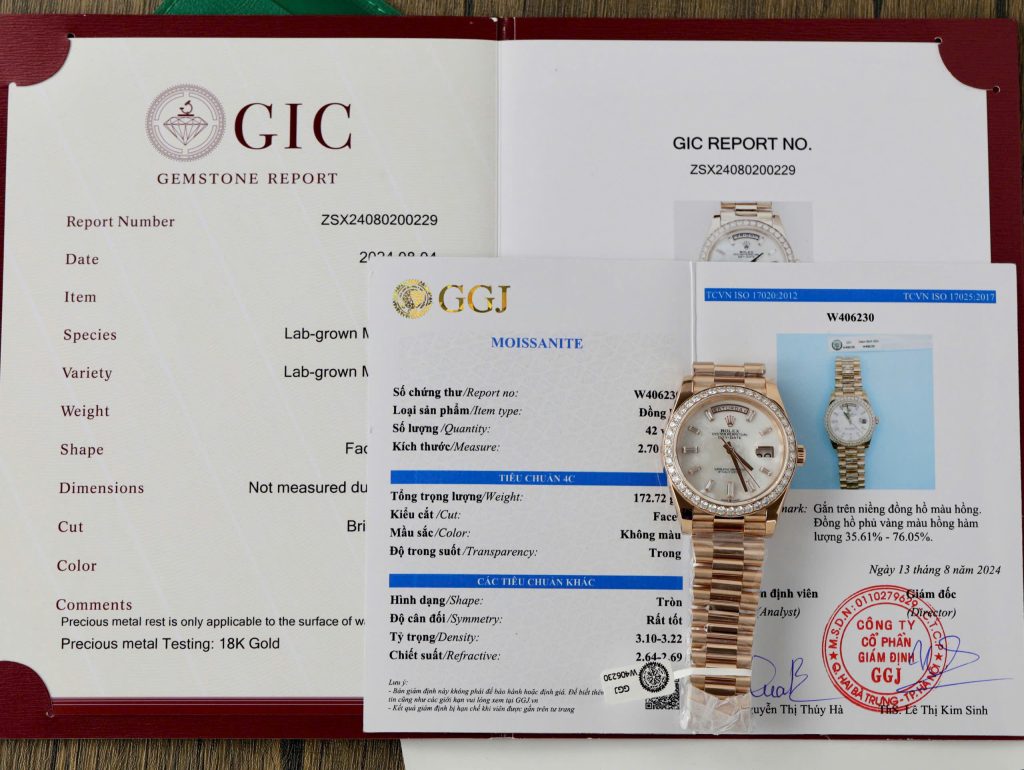 Rolex Day-Date Mother Of Pearl Dial Customs Moissanite Diamonds GMF 40mm