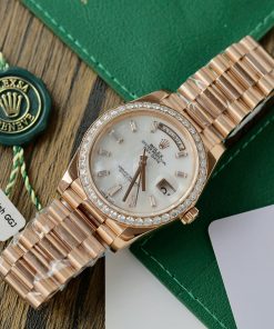 Rolex Day-Date Mother Of Pearl Dial Customs Moissanite Diamonds GMF 40mm