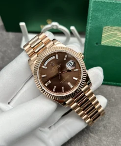 Rolex Day-Date Real Gold 18K Customs Diamond Chocolate Dial 40mm (2)