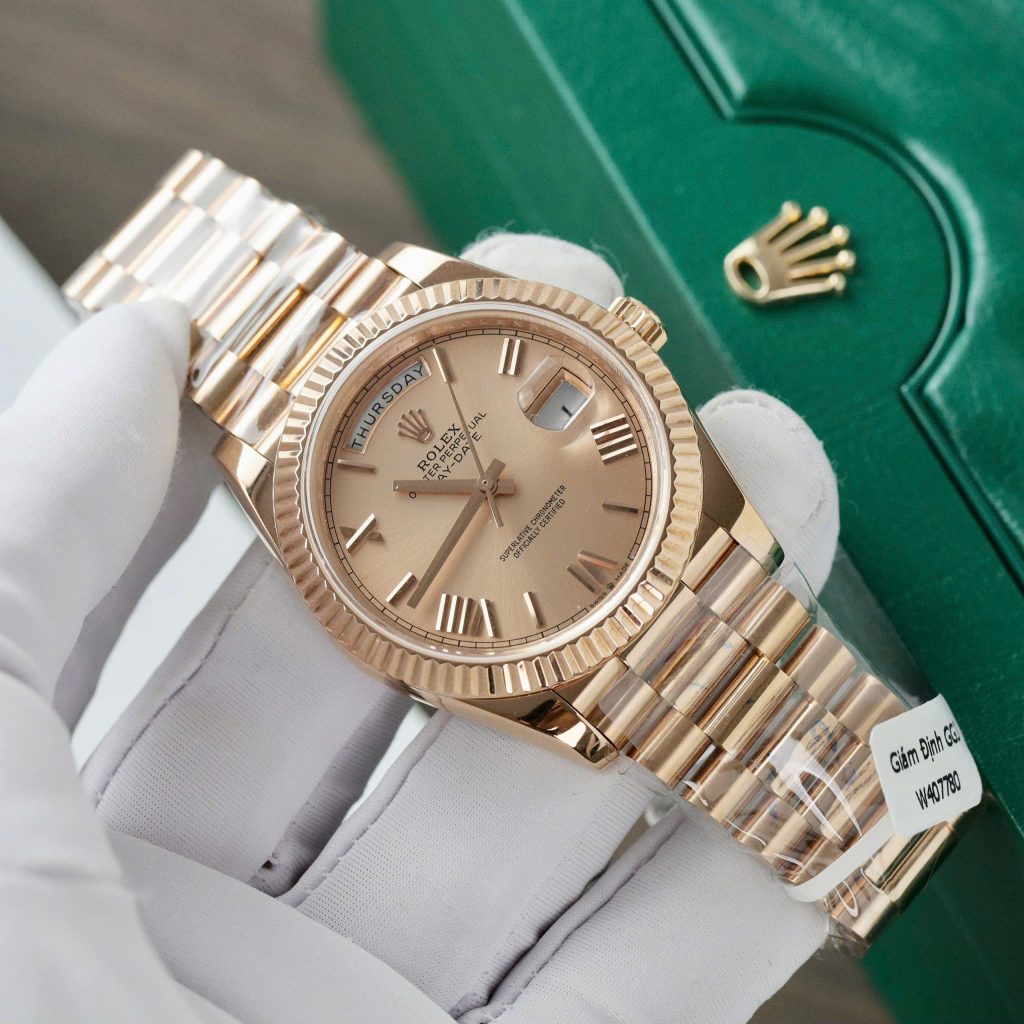Rolex Day-Date Replica 11 Watch Pink Dial Gold Wrapped GM Factory 40mm (2)