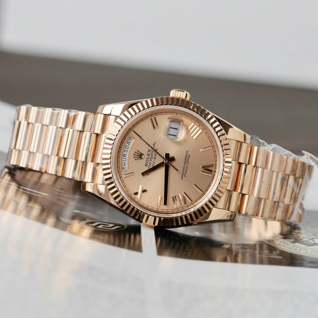 Rolex Day-Date Replica 11 Watch Pink Dial Gold Wrapped GM Factory 40mm (2)