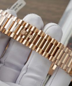 Rolex Day-Date Replica Watch Gold Wrapped Moissanite Diamonds Chocolate Dial GMF 40mm (10)