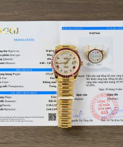 Rolex Day-Date Replica Watch Gold Wrapped Ruby + Moissanite Diamonds Custom GMF 40mm (2)