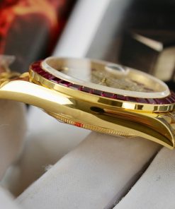Rolex Day-Date Replica Watch Gold Wrapped Ruby + Moissanite Diamonds Custom GMF 40mm (2)