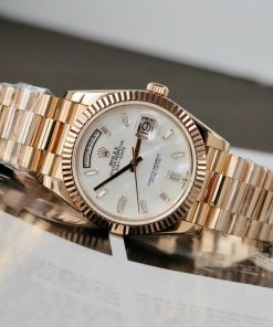 Rolex Day-Date Rose Gold Wrapped Customs Mother Of Pearl Dial & Moissanite GM V3 40mm (14)