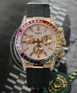Rolex Daytona Rainbow 116595RBOW Gold Wrapped Customs Moissanite Ruby Sapphire 40mm (2)