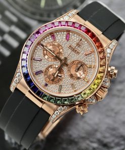 Rolex Daytona Rainbow 116595RBOW Gold Wrapped Customs Moissanite Ruby Sapphire 40mm (3)