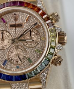 Rolex Daytona Rainbow Custom Full Diamonds & Synthentic Sapphire Ruby Gold Wrapped