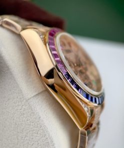 Rolex Daytona Rainbow Custom Full Diamonds & Synthentic Sapphire Ruby Gold Wrapped