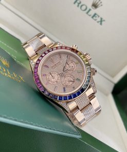 Rolex Daytona Rainbow Custom Full Diamonds & Synthentic Sapphire Ruby Gold Wrapped