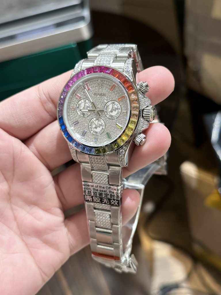 Rolex Daytona Rainbow Full Diamonds Fake Watches 40mm (5)