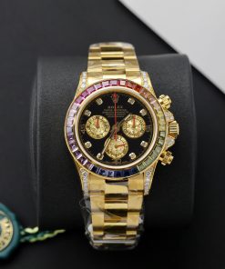 Rolex Daytona Rainbow Gold Wrapped Customs Sapphire Ruby Moissanite 40mm (1)