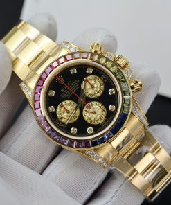 Rolex Daytona Rainbow Gold Wrapped Customs Sapphire Ruby Moissanite 40mm (1)