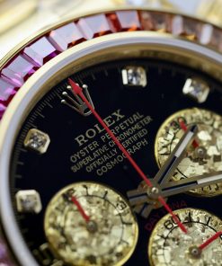 Rolex Daytona Rainbow Gold Wrapped Customs Sapphire Ruby Moissanite 40mm (1)