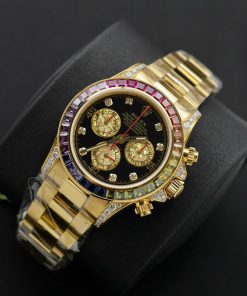 Rolex Daytona Rainbow Gold Wrapped Customs Sapphire Ruby Moissanite 40mm (1)
