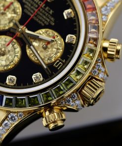 Rolex Daytona Rainbow Gold Wrapped Customs Sapphire Ruby Moissanite 40mm (1)