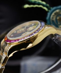 Rolex Daytona Rainbow Gold Wrapped Customs Sapphire Ruby Moissanite 40mm (1)