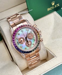 Rolex Daytona Rainbow Natural Diamond Watch with Gold Wrapped MOP Dial 40mm (11)