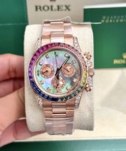 Rolex Daytona Rainbow Natural Diamond Watch with Gold Wrapped MOP Dial 40mm (11)