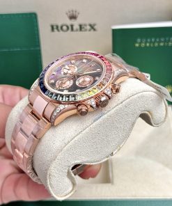 Rolex Daytona Rainbow Natural Diamond Watch with Gold Wrapped MOP Dial 40mm (11)
