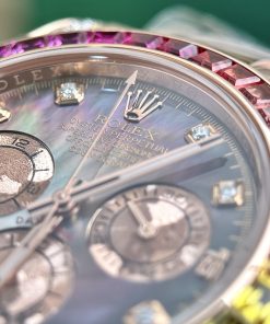 Rolex Daytona Rainbow Natural Diamond Watch with Gold Wrapped MOP Dial 40mm (11)