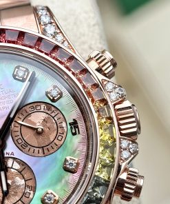 Rolex Daytona Rainbow Natural Diamond Watch with Gold Wrapped MOP Dial 40mm (11)