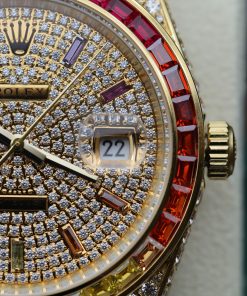 Rolex Fake Watches DateJust Rainbow Customs CZ Stones 41mm