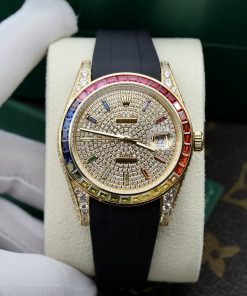 Rolex Fake Watches DateJust Rainbow Customs CZ Stones 41mm