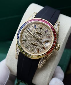 Rolex Fake Watches DateJust Rainbow Customs CZ Stones 41mm (5)