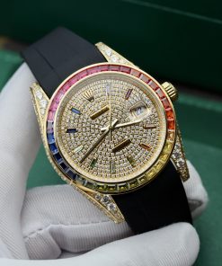Rolex Fake Watches DateJust Rainbow Customs CZ Stones 41mm (5)