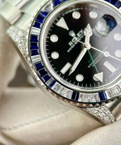Rolex GMT-Master II 116759SA Customs Moissanite Sapphire Diamonds 40mm (5)